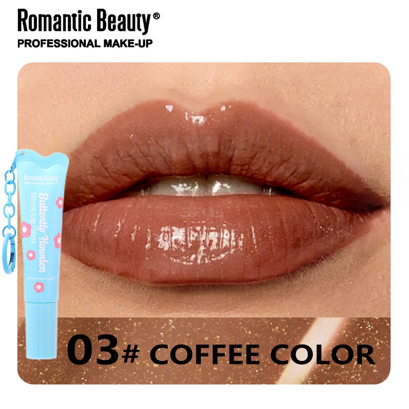 Romantic Beauty Buttertly Howder - Зеркальный блеск для губ с брелоком, 03 Кофейно-коричневый | DoctorProffi.ru