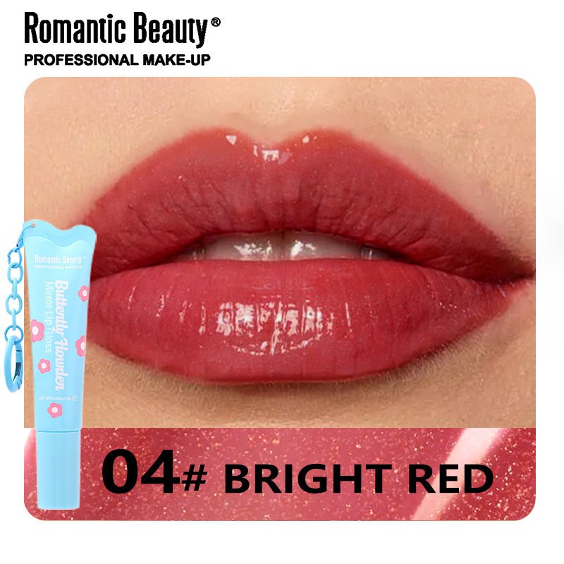 Romantic Beauty Buttertly Howder - Зеркальный блеск для губ с брелоком, 04 Ярко-красный | DoctorProffi.ru