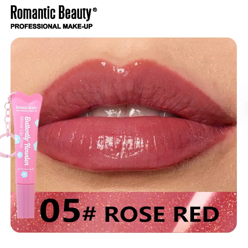 Romantic Beauty Buttertly Howder - Зеркальный блеск для губ с брелоком, 05 Розово-красный | DoctorProffi.ru