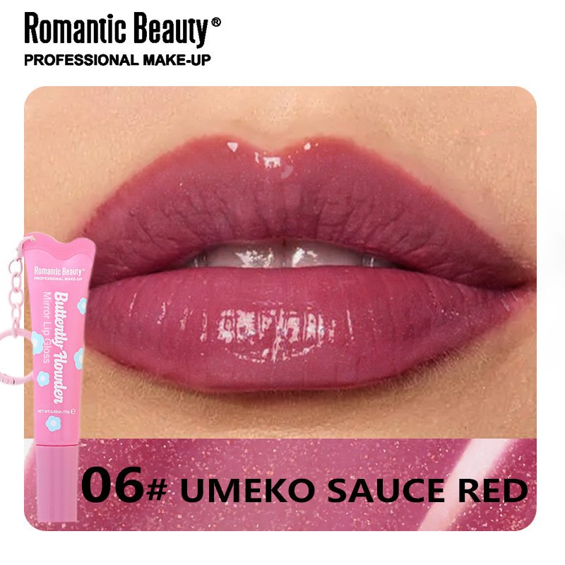 Romantic Beauty Buttertly Howder - Зеркальный блеск для губ с брелоком, 06 Сливовый | DoctorProffi.ru
